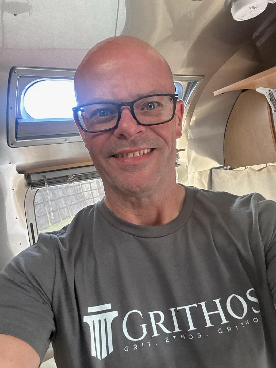 Richard Johnson in his Airstream